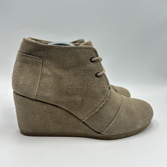 Toms Shoes - Toms Tan Suede Wedge Boots Women Size 7.5